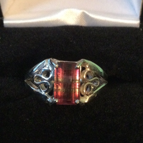Beautiful Genuine Rare Bi-Color Tourmaline Ring